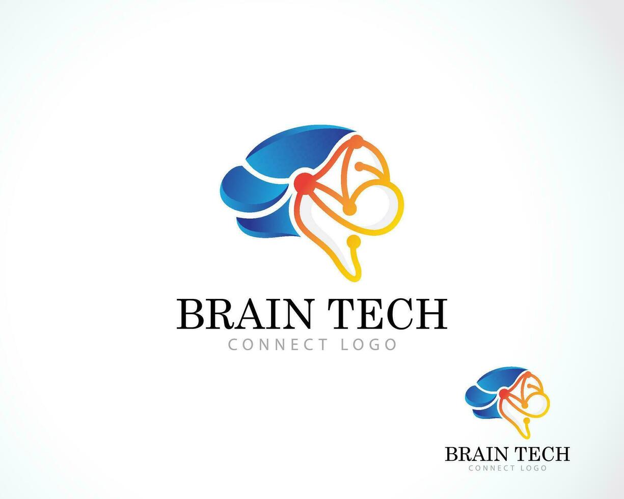 brain tech logo creative smart tech digital connect education logo vector