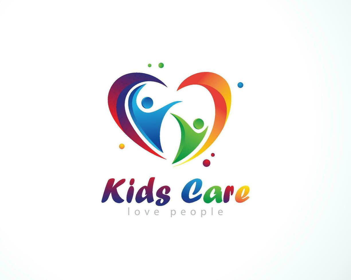 niños cuidado logo creativo divertido contento éxito amor diseño concepto color degradado vector