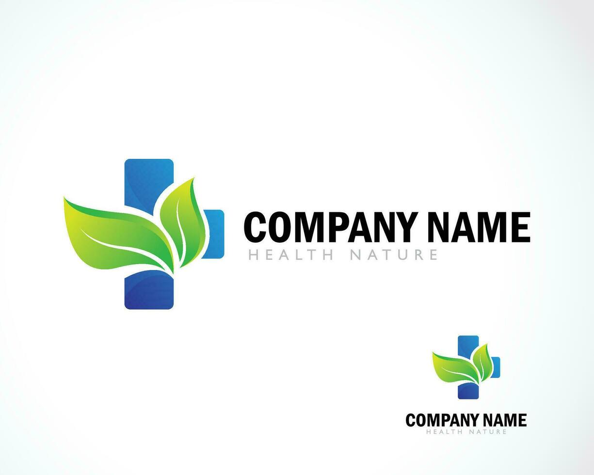 plus logo creative nature herbal logo health care design concept color gradient vector