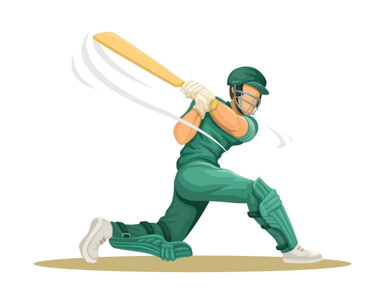 Cricket Player Pose Character Cartoon illustration Vector