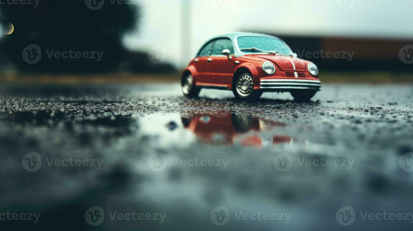 AI generated Car wet, A car in the rain the focus is on the tires, Close-up of car tires on wet, AI Generative photo