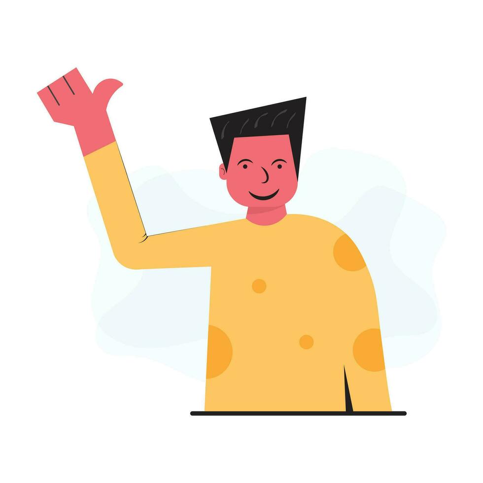 Boy waving hands vector