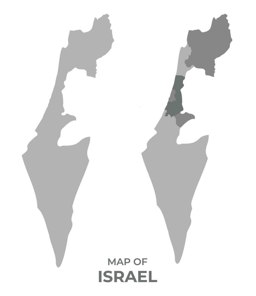 escala de grises vector mapa de Israel con regiones y sencillo plano ilustración