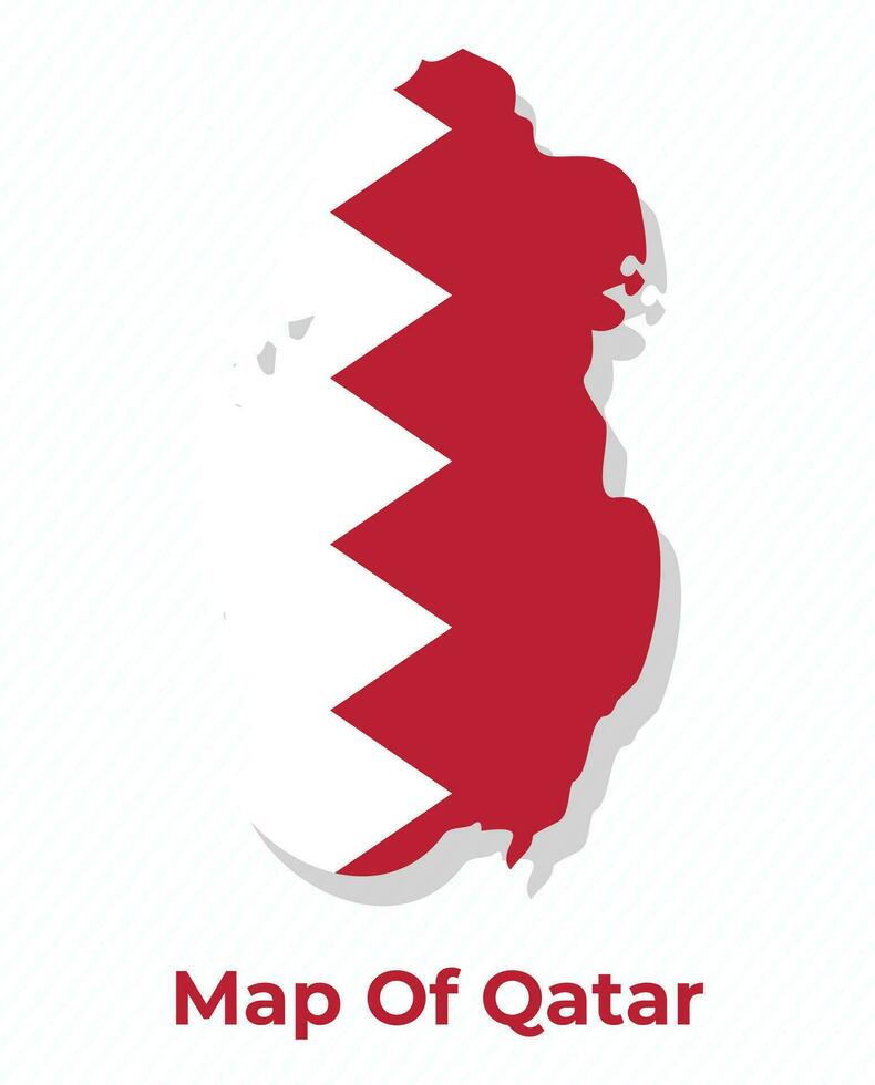 Vector map of Qatar with national flag