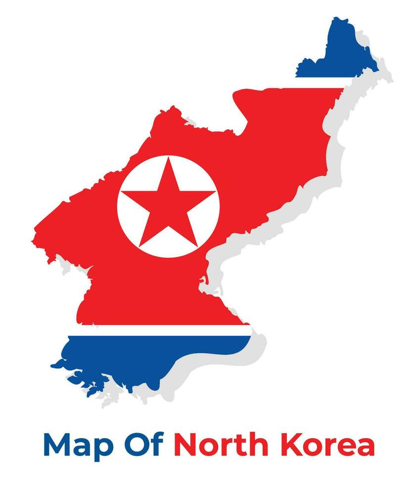 Vector map of North Korea with national flag