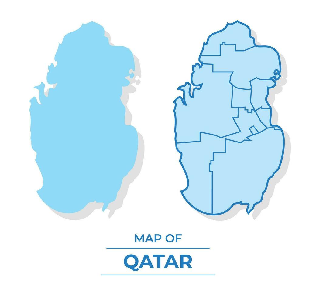 Vector Qatar map set simple flat and outline style illustration