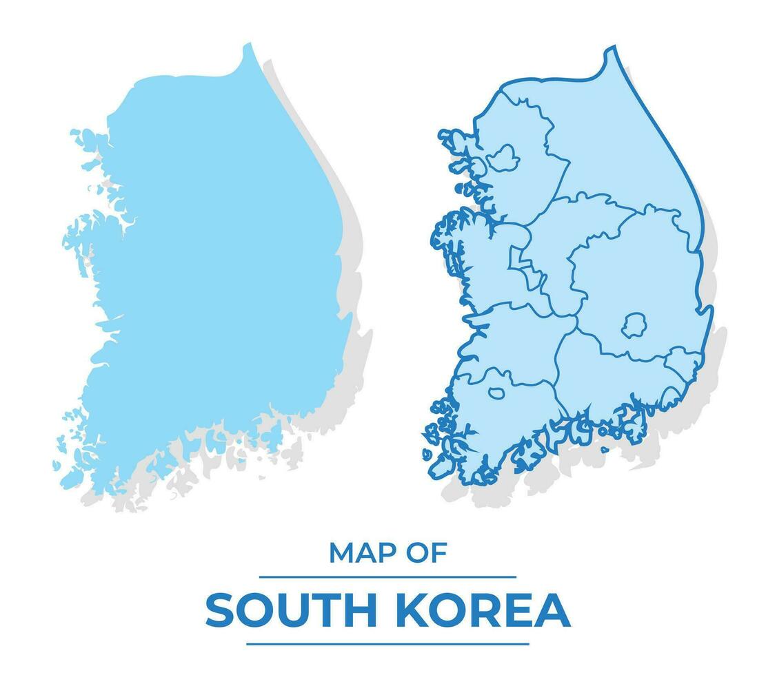 Vector South korea map set simple flat and outline style illustration