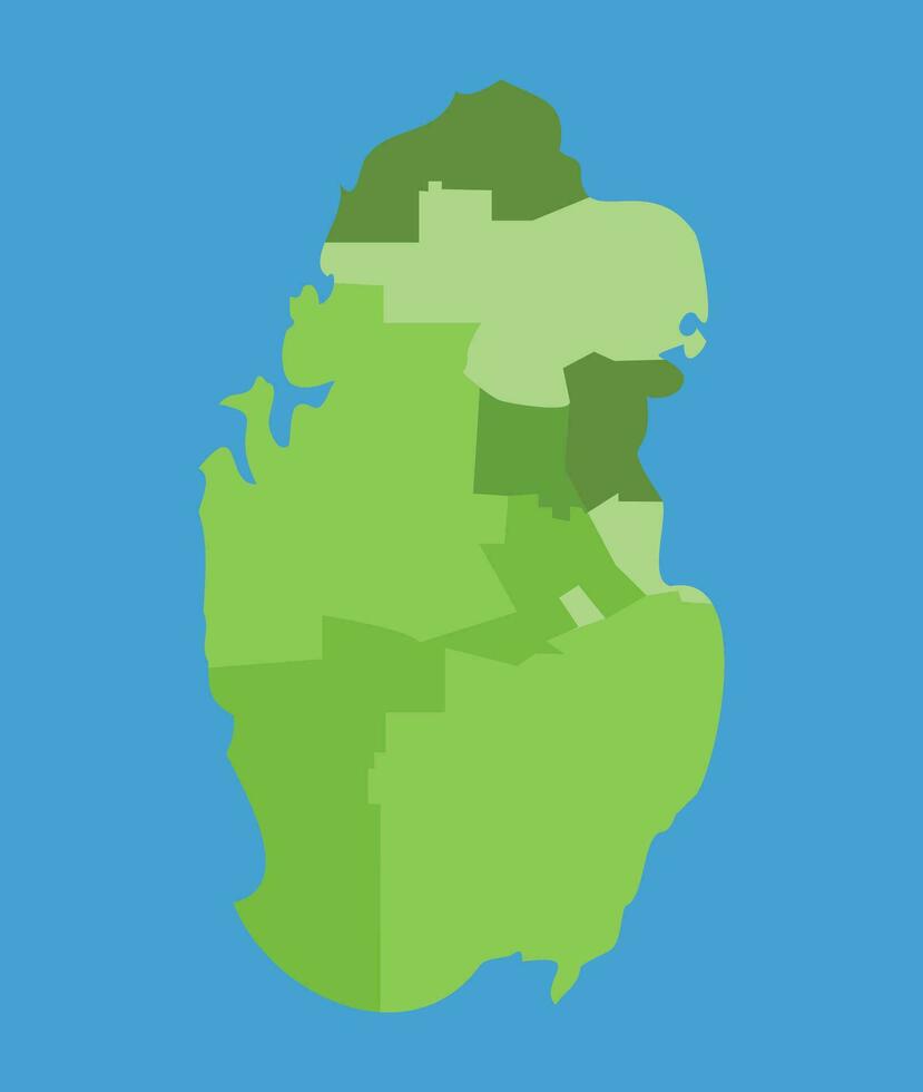 Qatar vector map in greenscale with regions