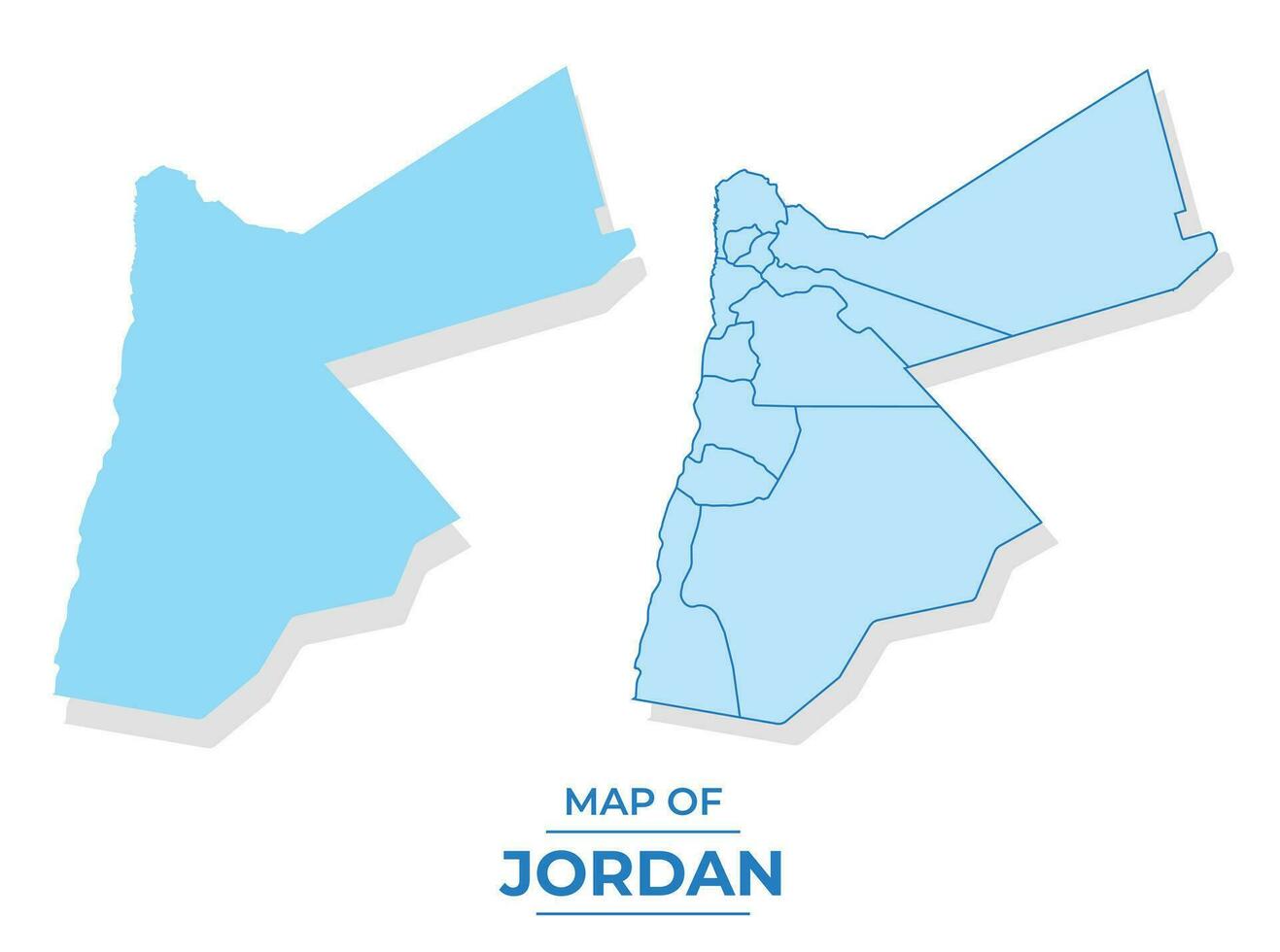 Vector Jordan map set simple flat and outline style illustration