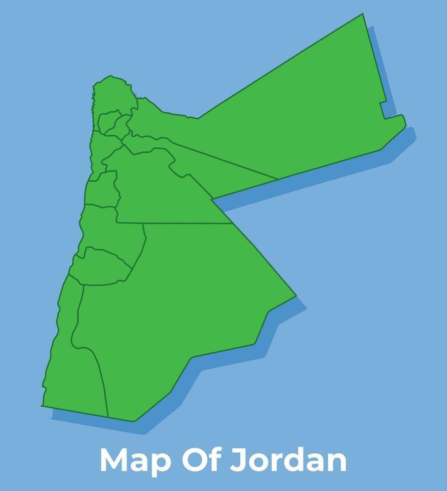 Detailed map of Jordan country in green vector illustration