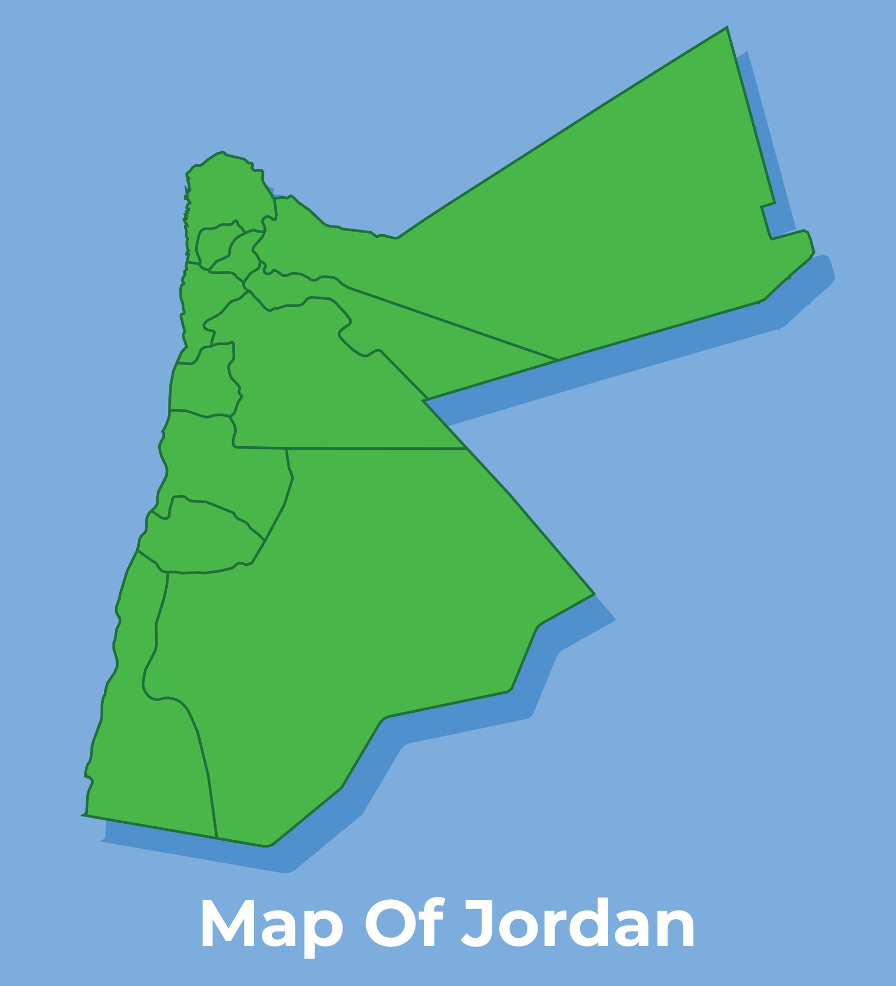Detailed map of Jordan country in green vector illustration 36062793