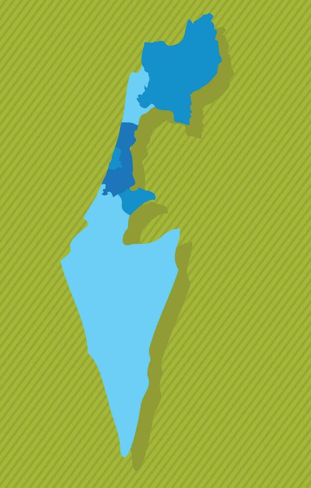 Israel mapa con regiones azul político mapa verde antecedentes vector ilustración