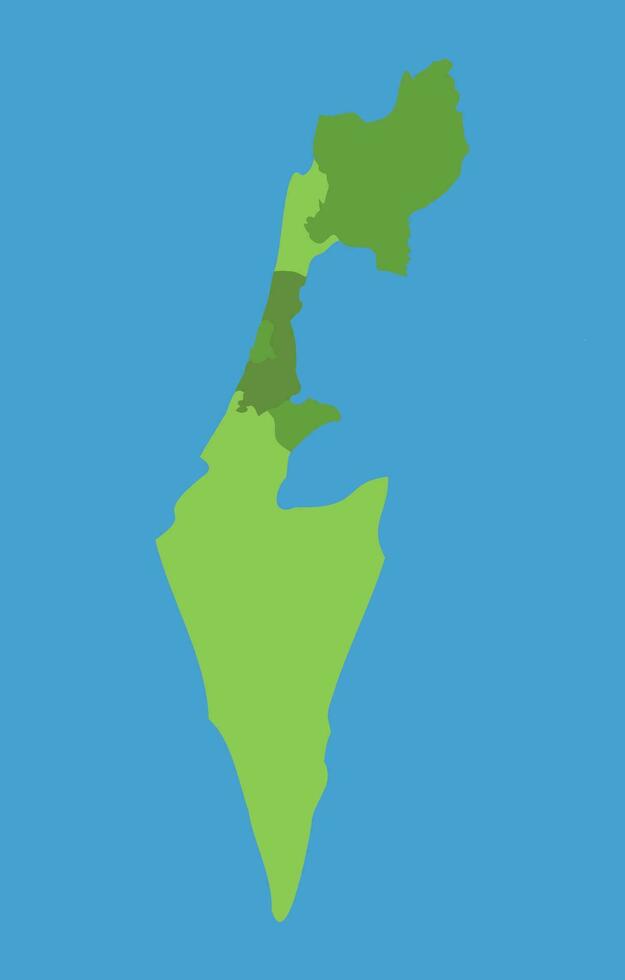 Israel vector map in greenscale with regions