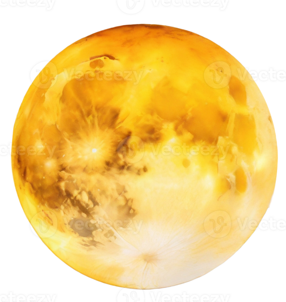 AI generated Circle watercolor of full moon drawing in pale golden yellow element design clip art style on png transparency
