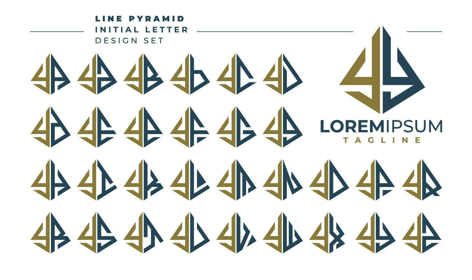 Set of geometric pyramid letter Y YY logo design vector