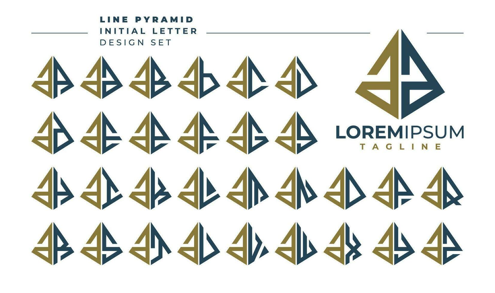 Set of geometric pyramid lowercase letter A AA logo design vector