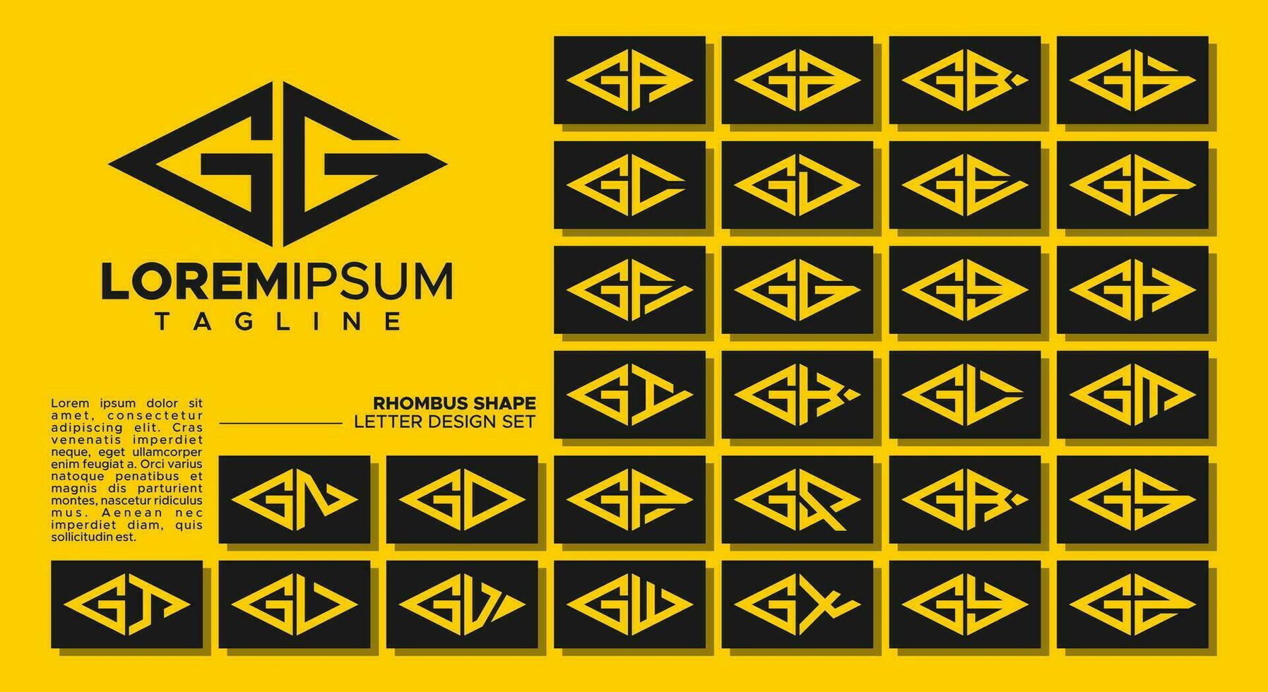 Bundle of geometric line rhombus letter G GG logo design vector