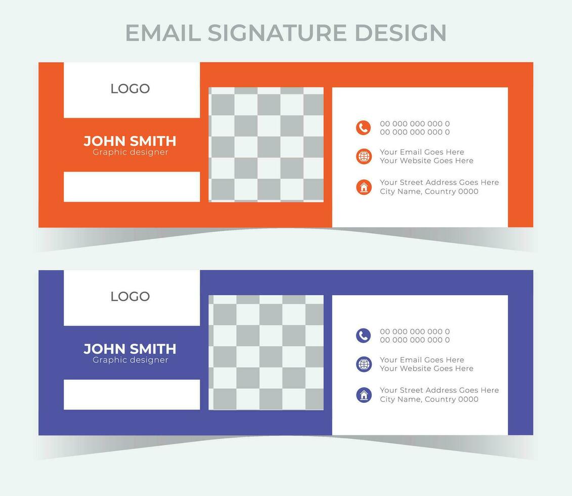 vector email signature design collection in flat style