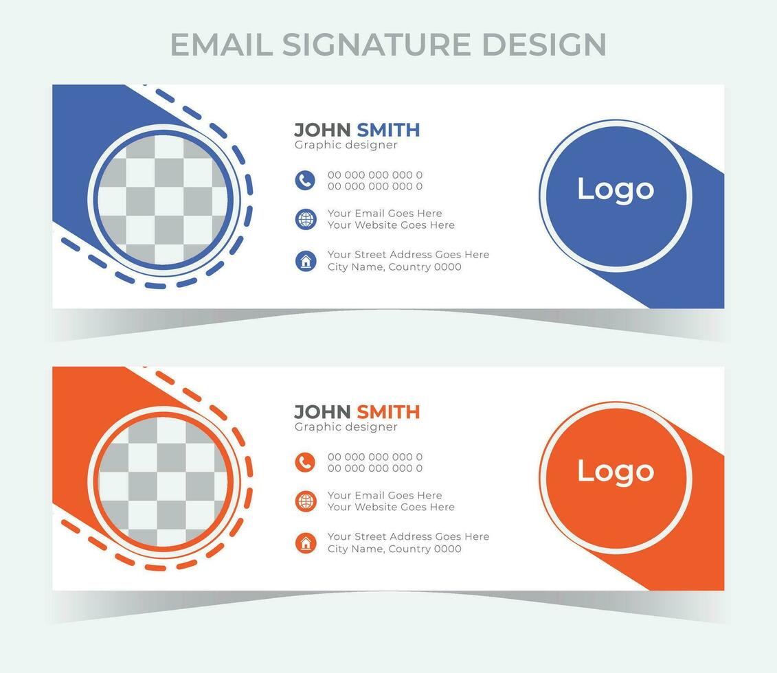 vector email signature collection in flat style