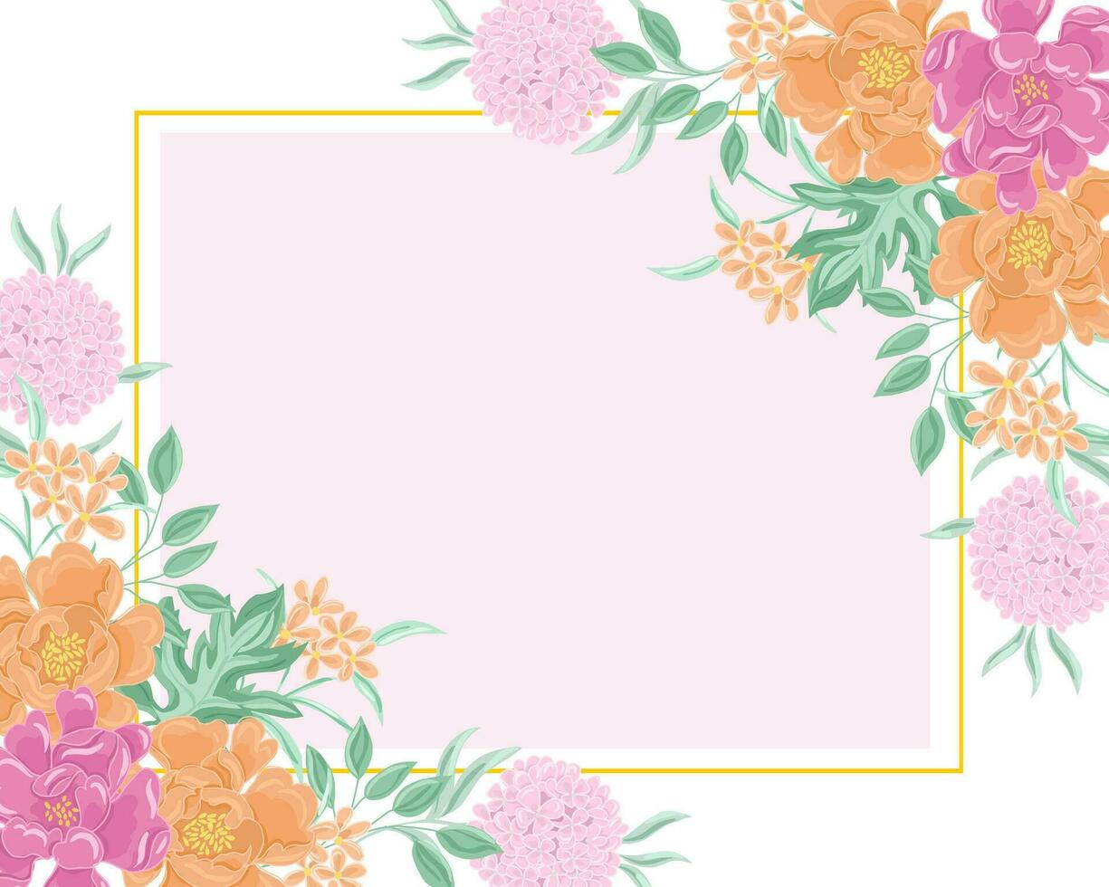 Hand Drawn Pastel Rose and Hydrangea Flower Border vector