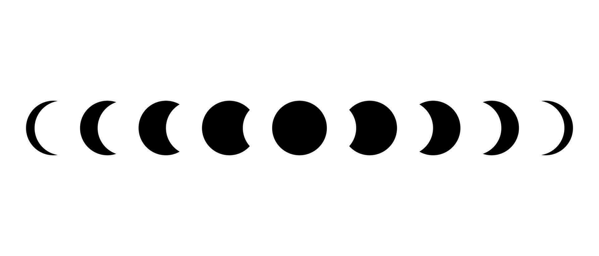 Moon phases icon vector. Waning, half moons, crescent shape symbol. Lunar cycle sign vector