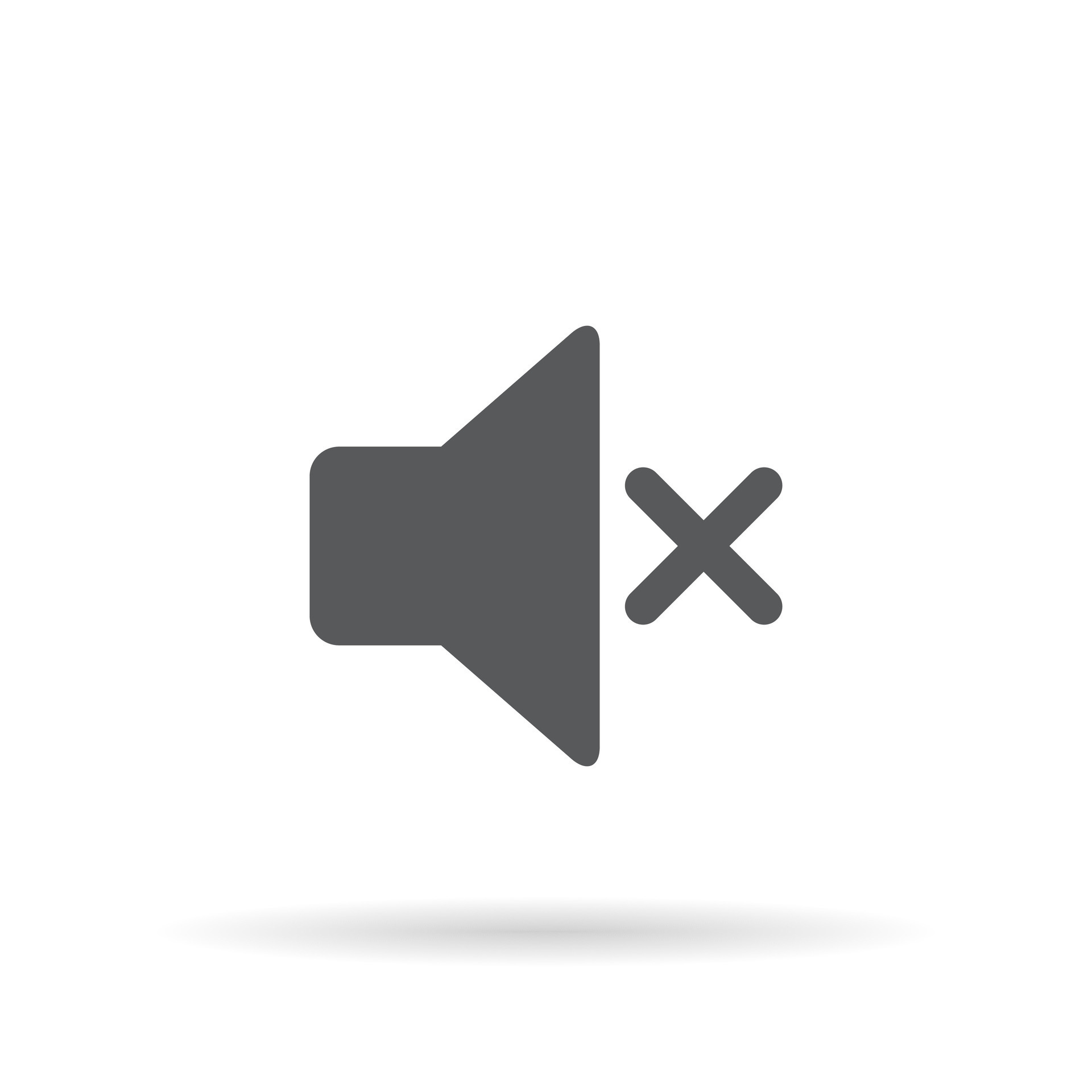 Mute speaker, no sound icon isolated on white background. Silent symbol