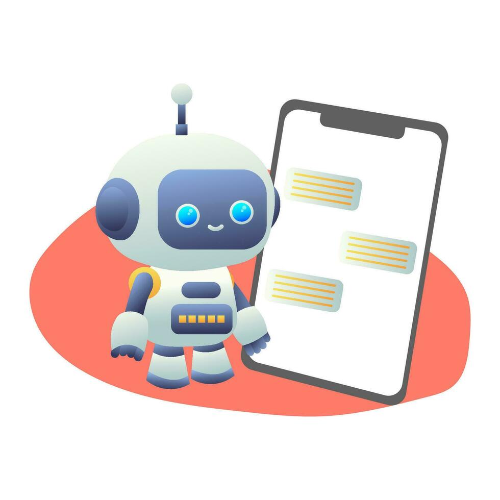 Chatbot and artificial intelligence. A digital chatbot, a robot application, the concept of a conversation assistant. Using a chatbot to generate an idea. Vector. vector