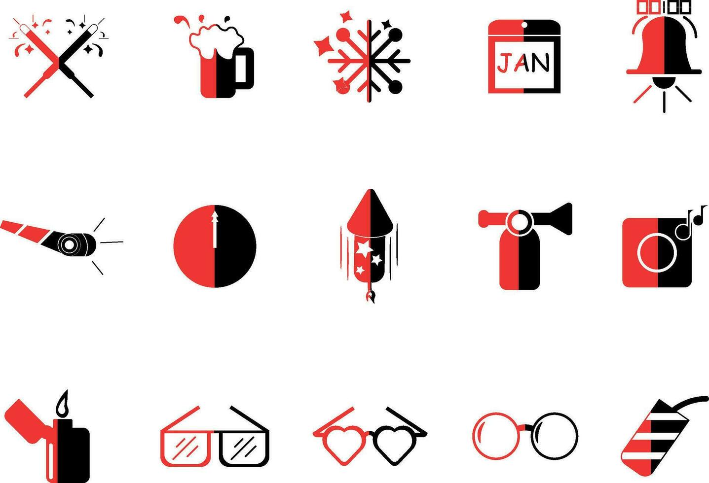 New Year Icon Collection Vector Set