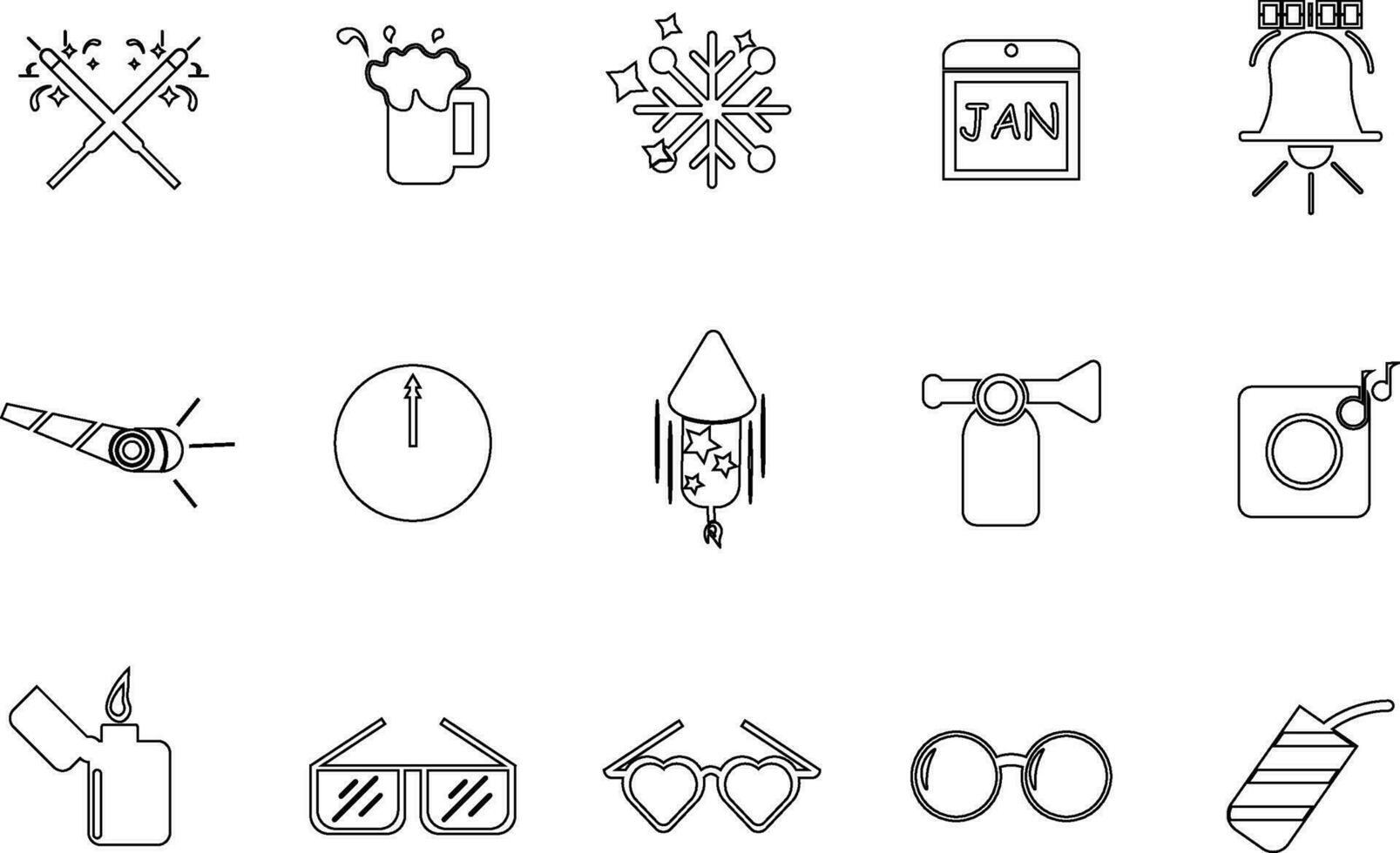 New Year Icon Collection Vector Set