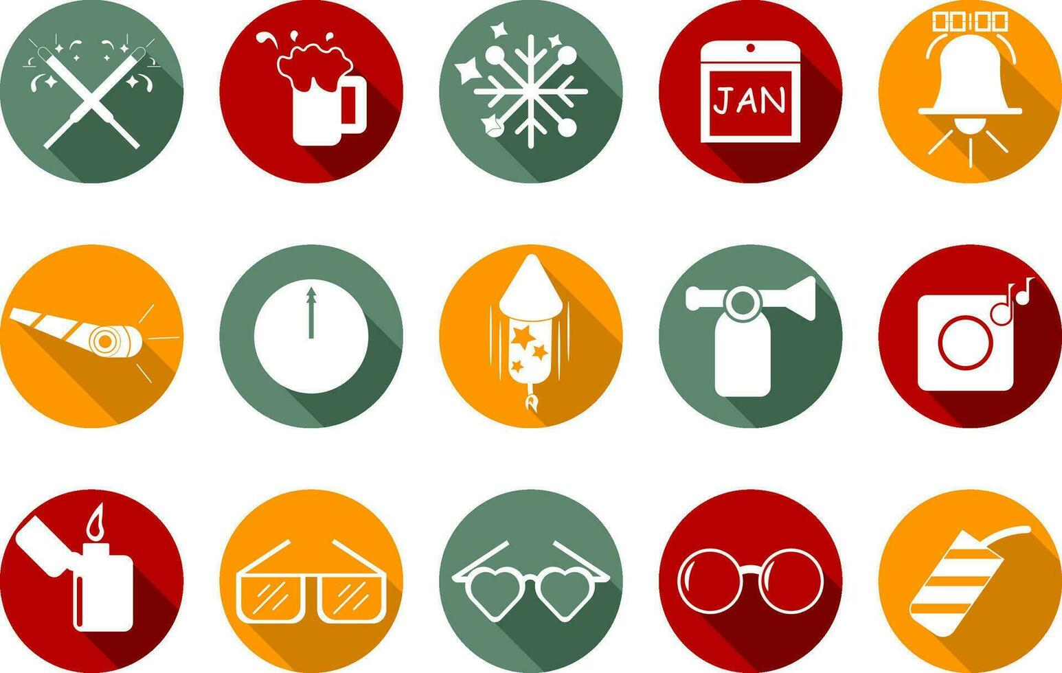 New Year Icon Collection Vector Set