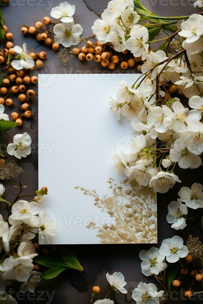 AI generated Mockup elegant blank invitation photo