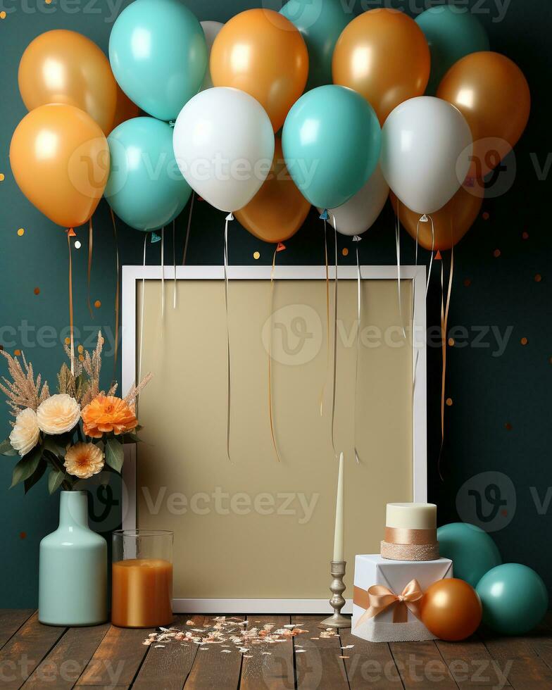 AI generated photographic mock up blank invitaion birthday photo