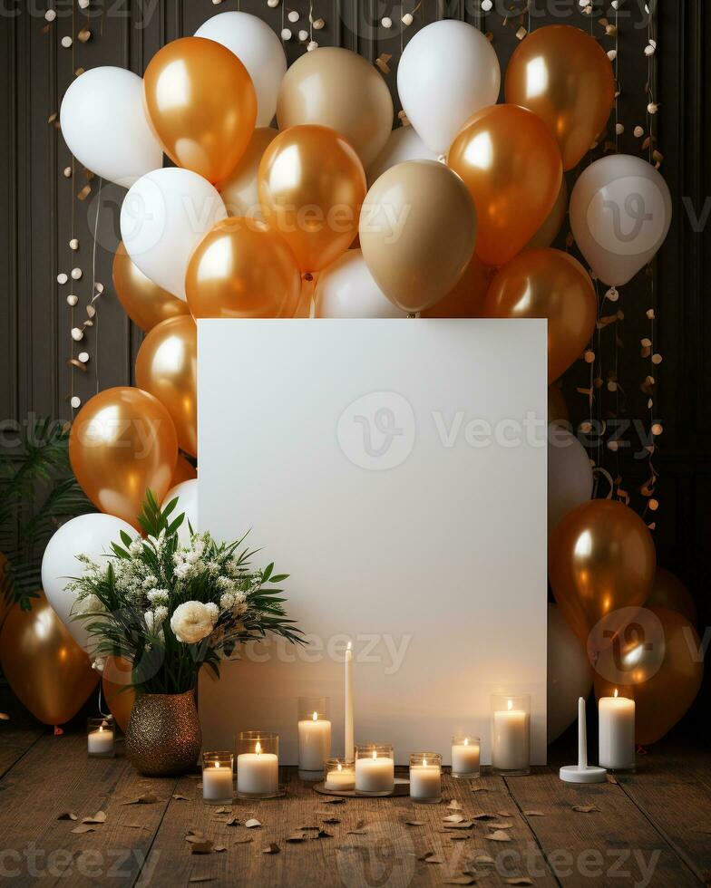 AI generated photographic mock up blank invitaion birthday photo