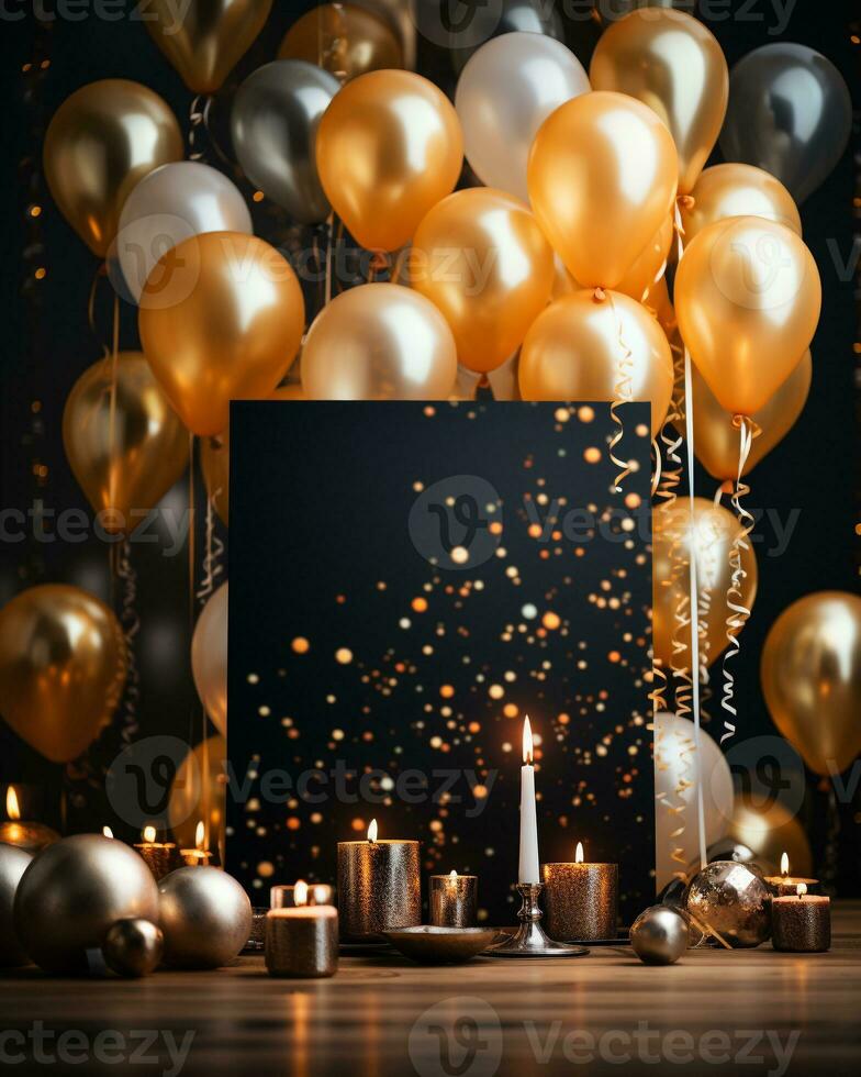 AI generated photographic mock up blank invitaion birthday photo