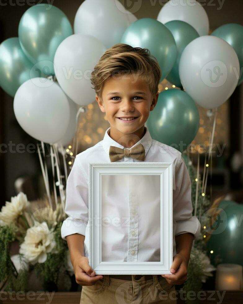 AI generated photographic mock up blank invitaion birthday photo