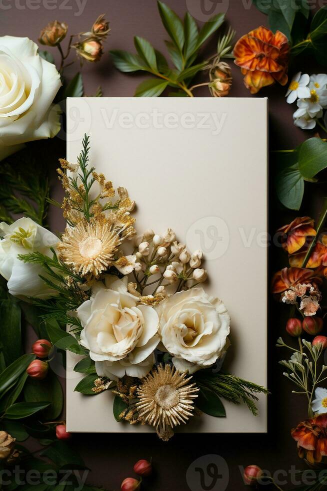 AI generated Mockup elegant blank invitation photo