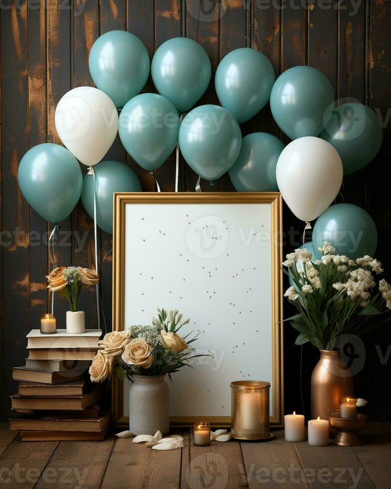 AI generated photographic mock up blank invitaion birthday photo
