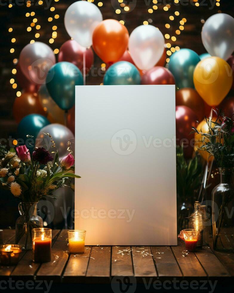 AI generated photographic mock up blank invitaion birthday photo