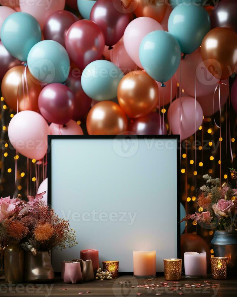 AI generated photographic mock up blank invitaion birthday photo