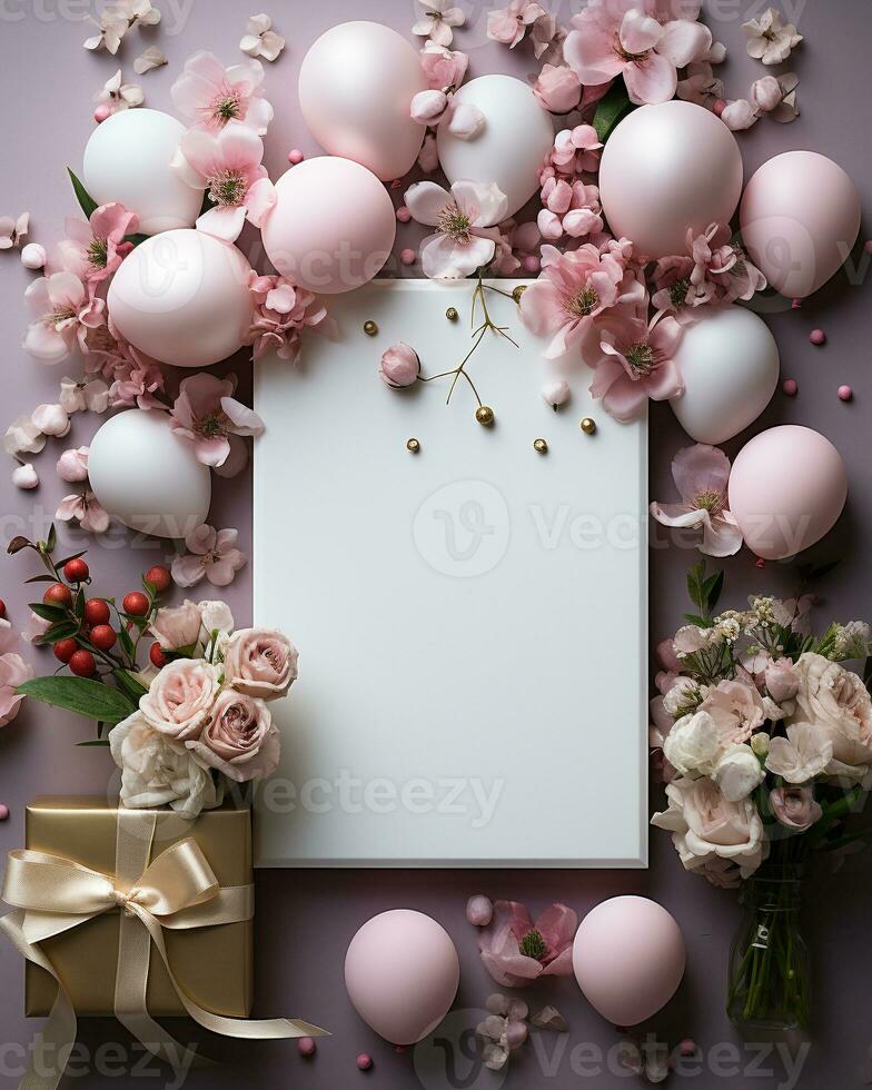 AI generated photographic mock up blank invitaion birthday photo