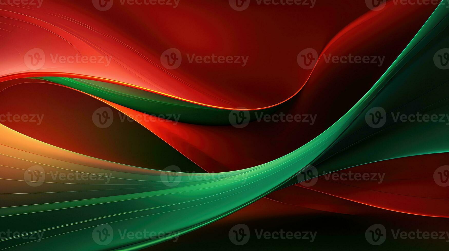 AI generated Abstract red and green wavy background photo