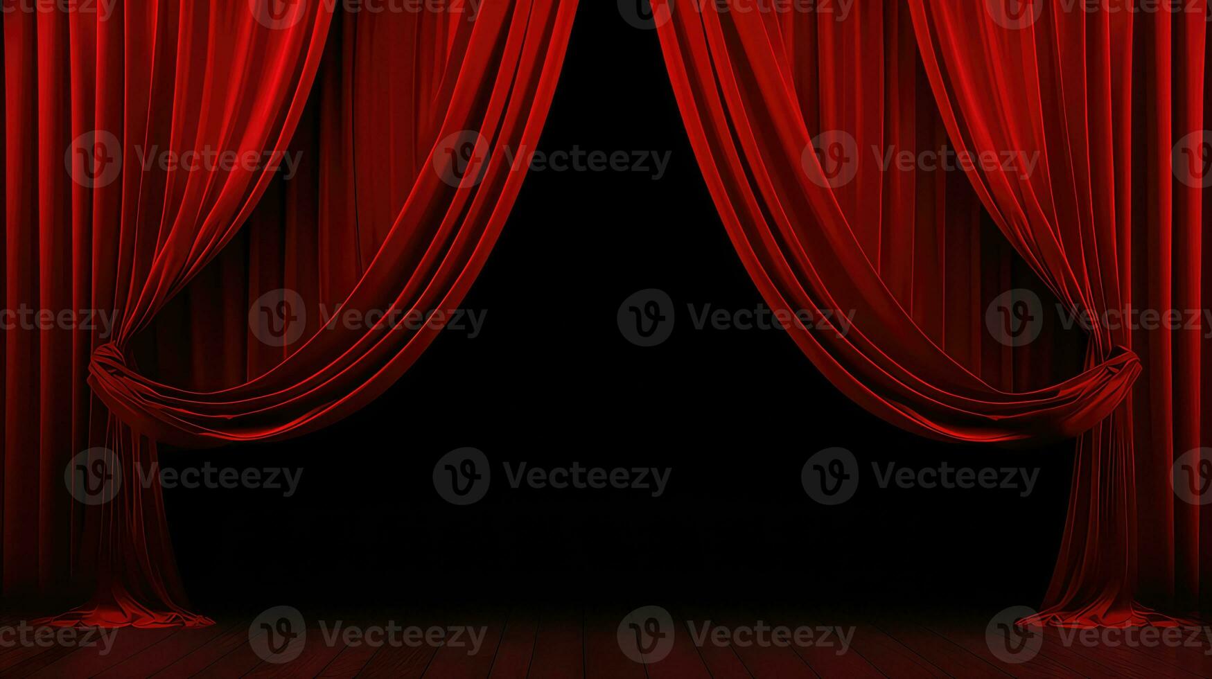 AI generated Red theater curtain with spotlights background photo