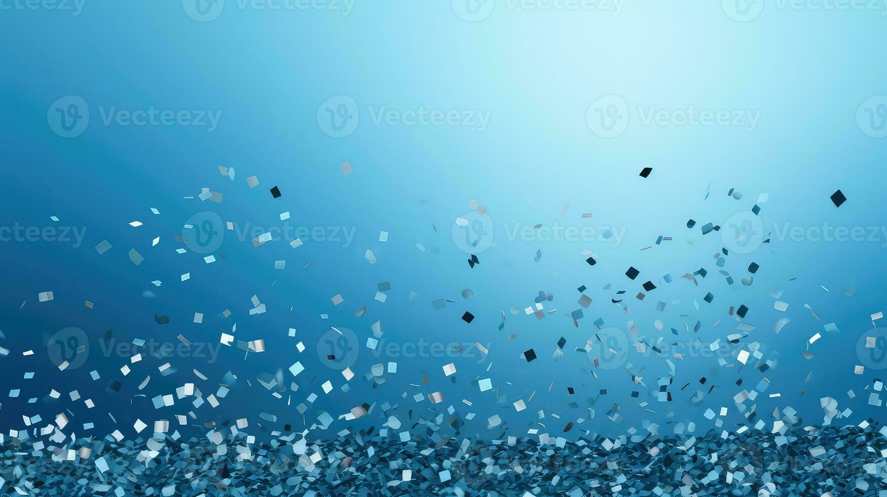 AI generated Abstract falling confetti blue background. photo