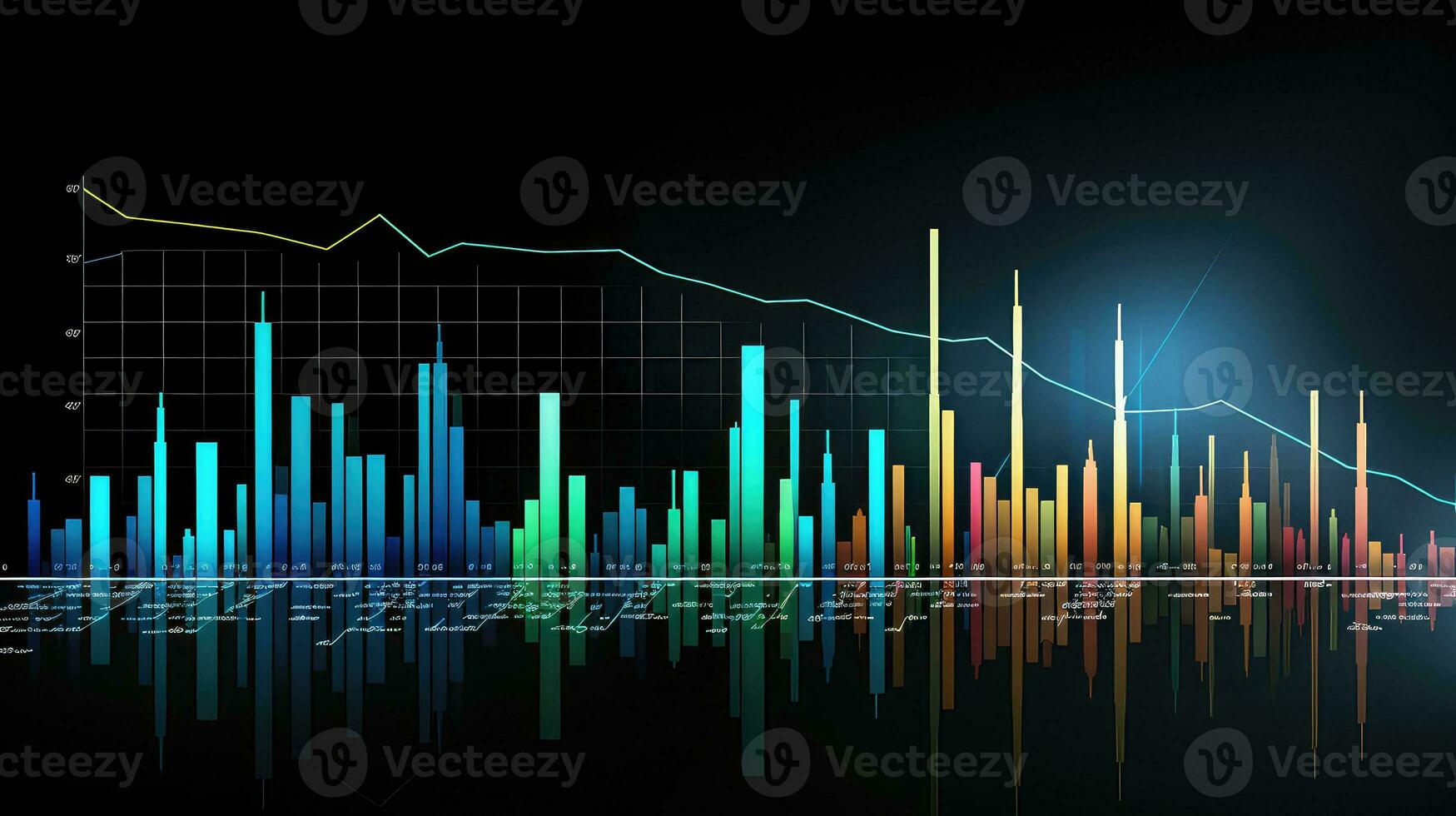 ai generado valores mercado grafico en digital antecedentes. negocio y financiero concepto. foto