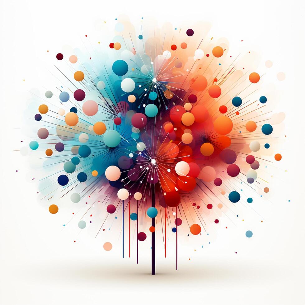 AI generated Colorful but simple fireworks modern art clean design photo