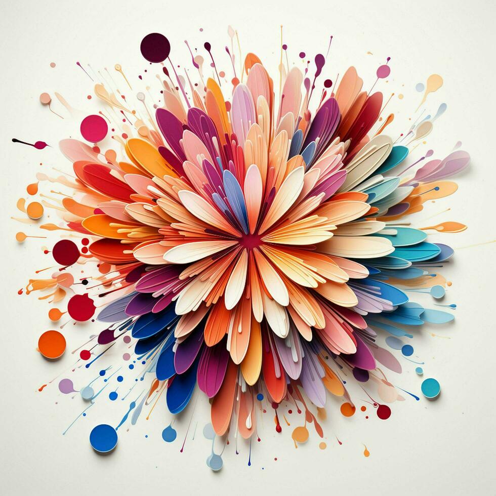 AI generated Colorful but simple fireworks modern art clean design photo