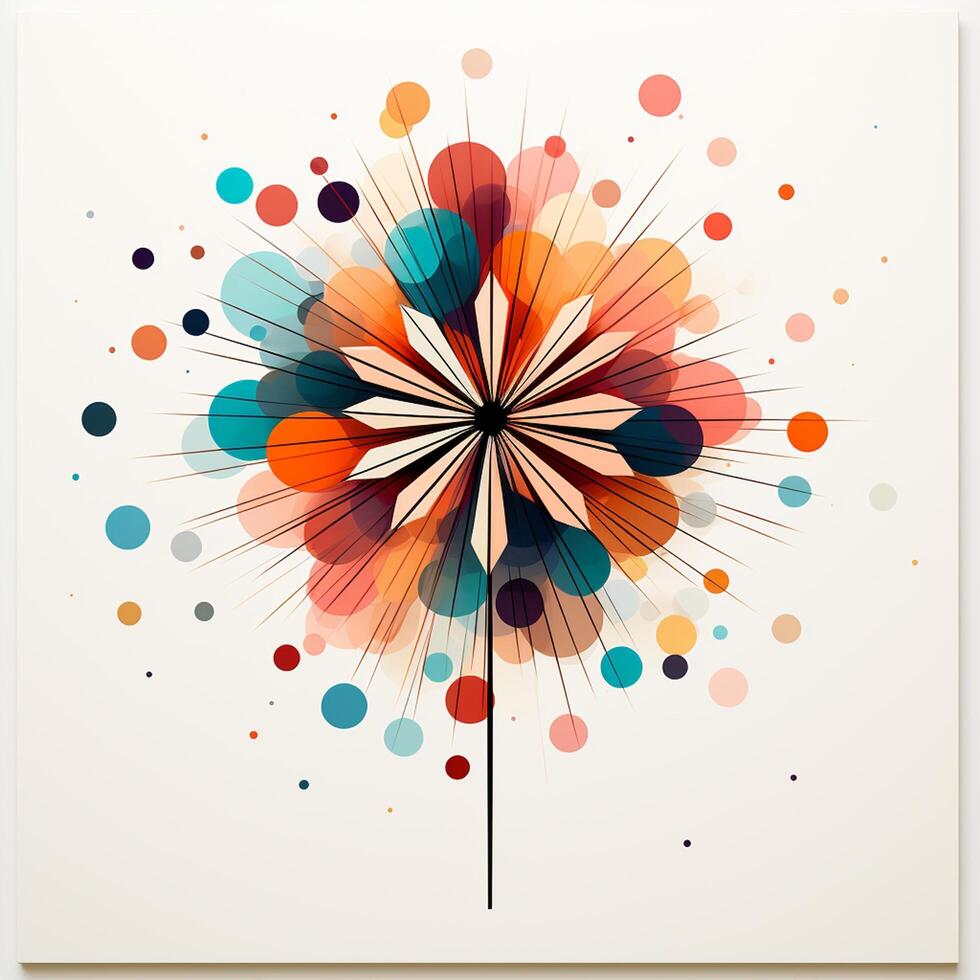 AI generated Colorful but simple fireworks modern art clean design photo