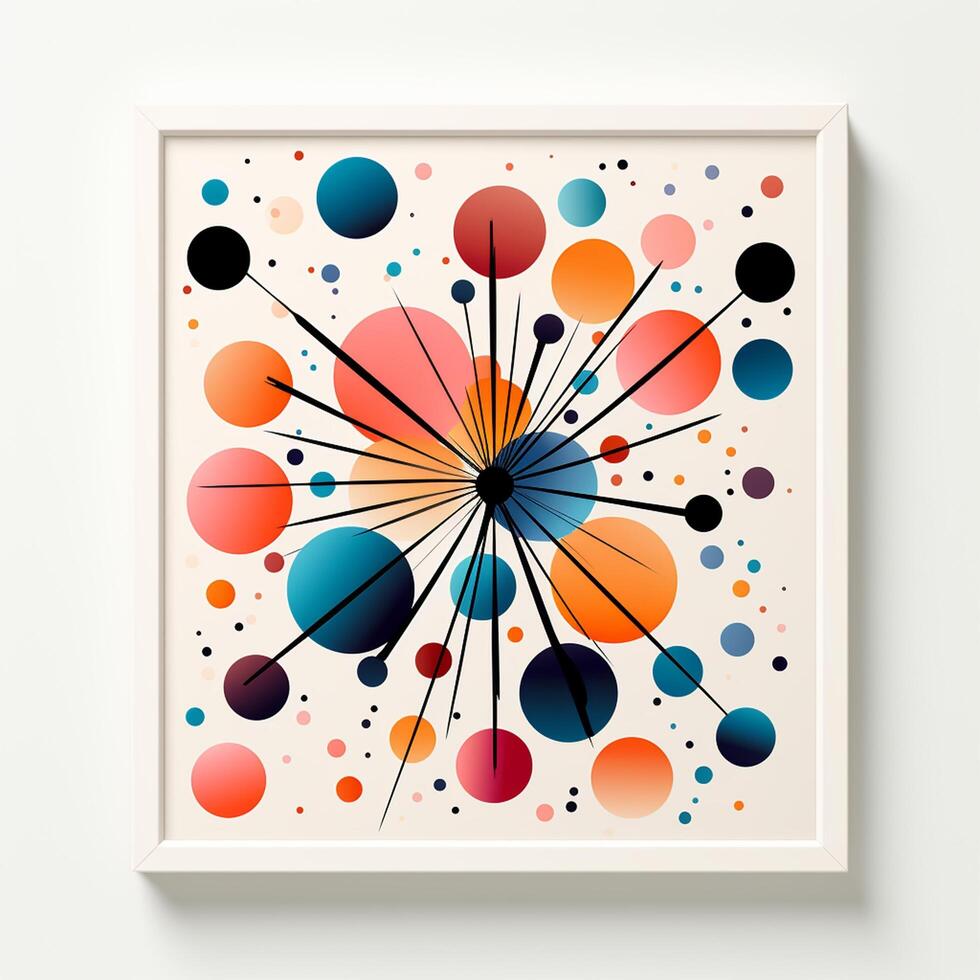 AI generated Colorful but simple fireworks modern art clean design photo