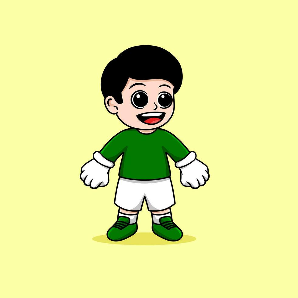 chico como portero fútbol americano dibujos animados vector