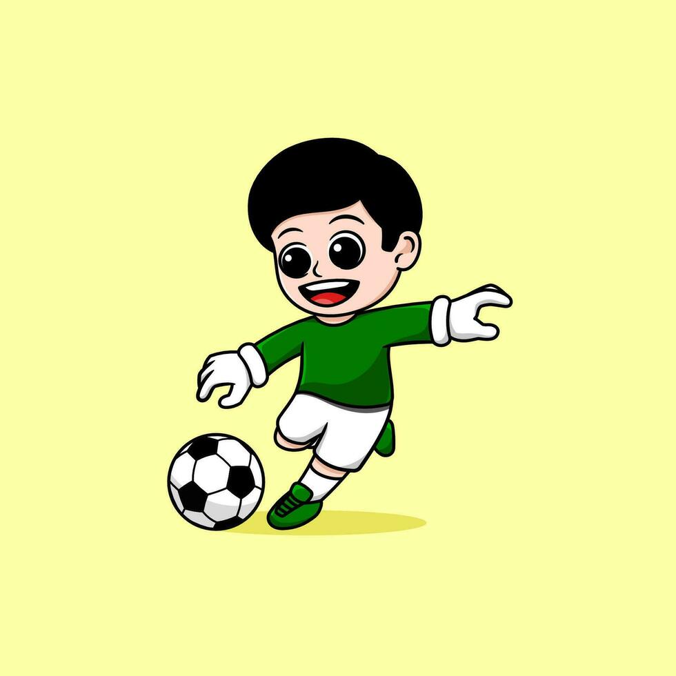 portero chico patada el pelota dibujos animados vector